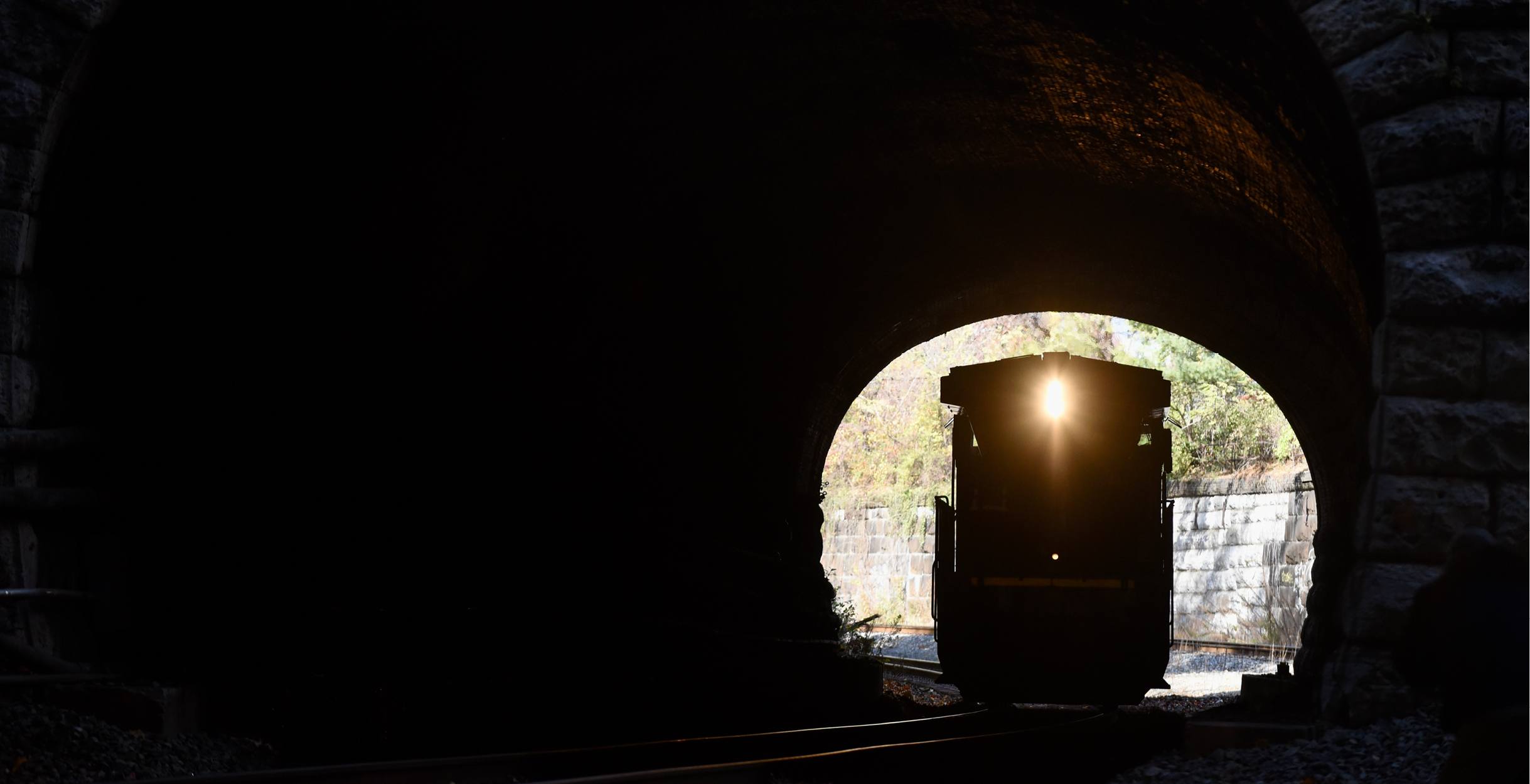 Train passing through Howard Street Tunnel