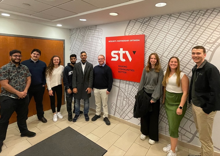 STV employees with students from the Structural Engineers Association of New York (SEAoNY)