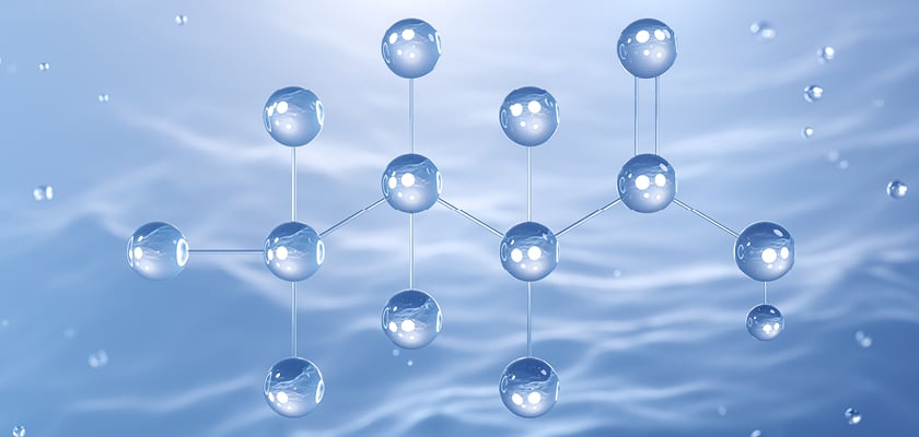 3D model of the perfluorobutanoic acid molecular structure