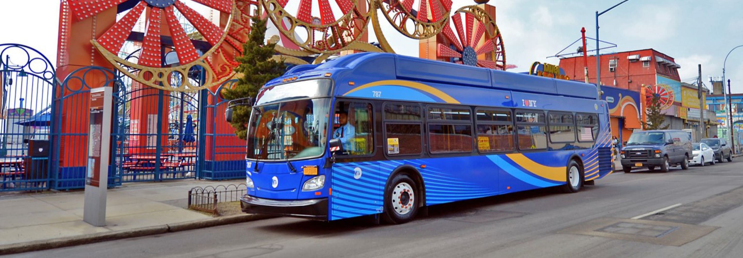 A NYC bus at Coney Island