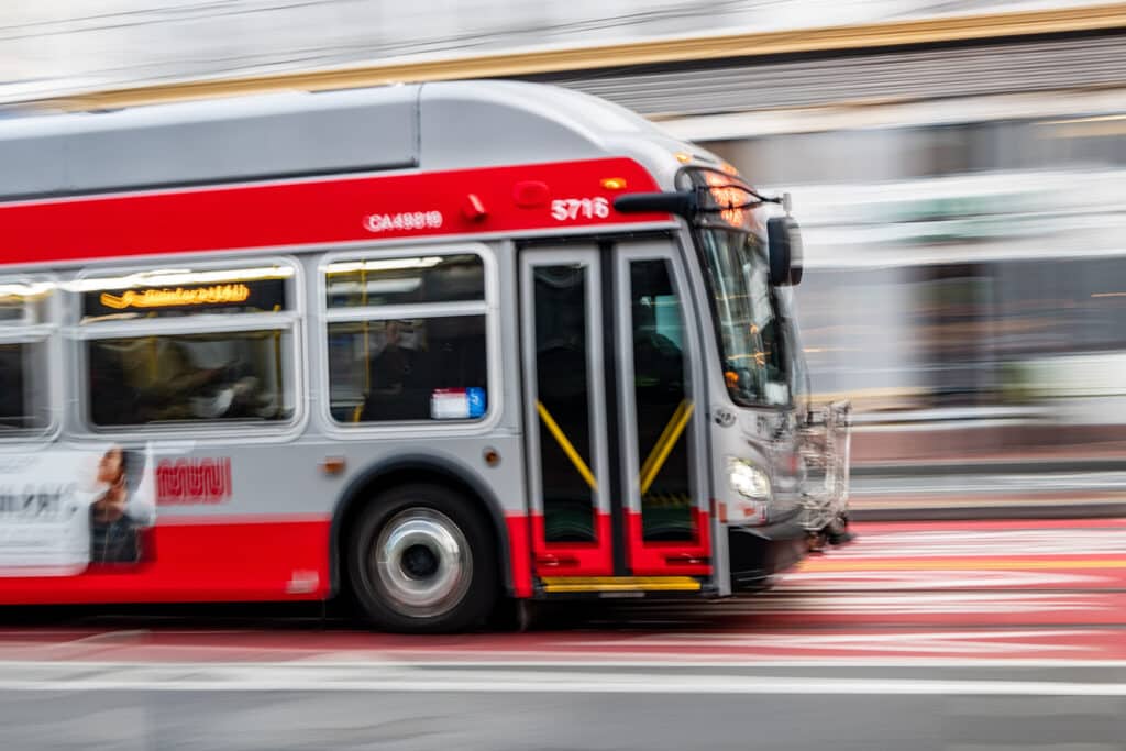 A moving bus