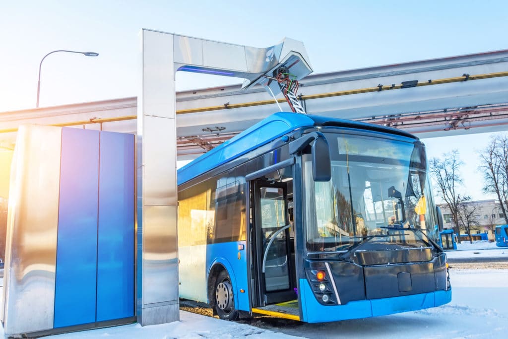 Bus at charging station