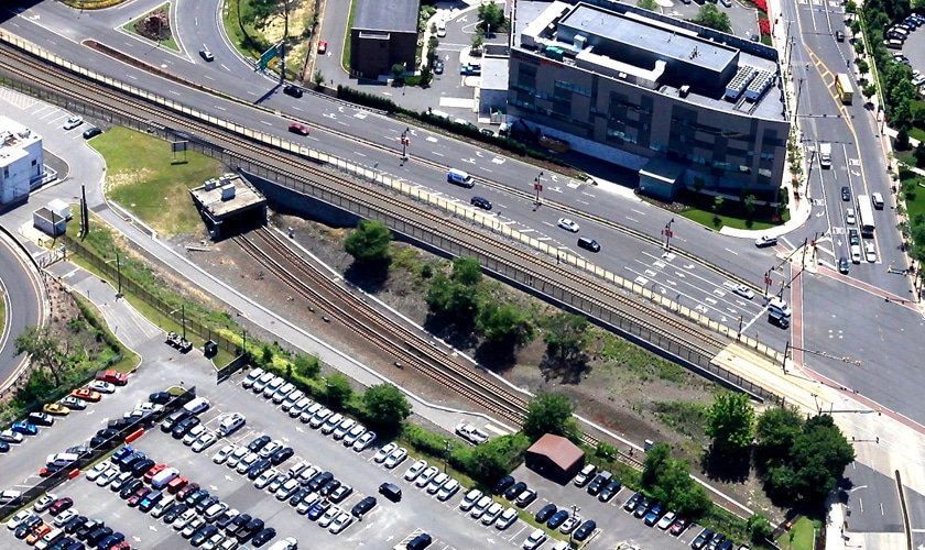 Aerial view of Glassboro Camden Line