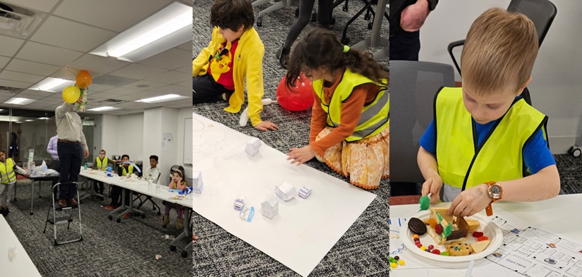 kids playing at office