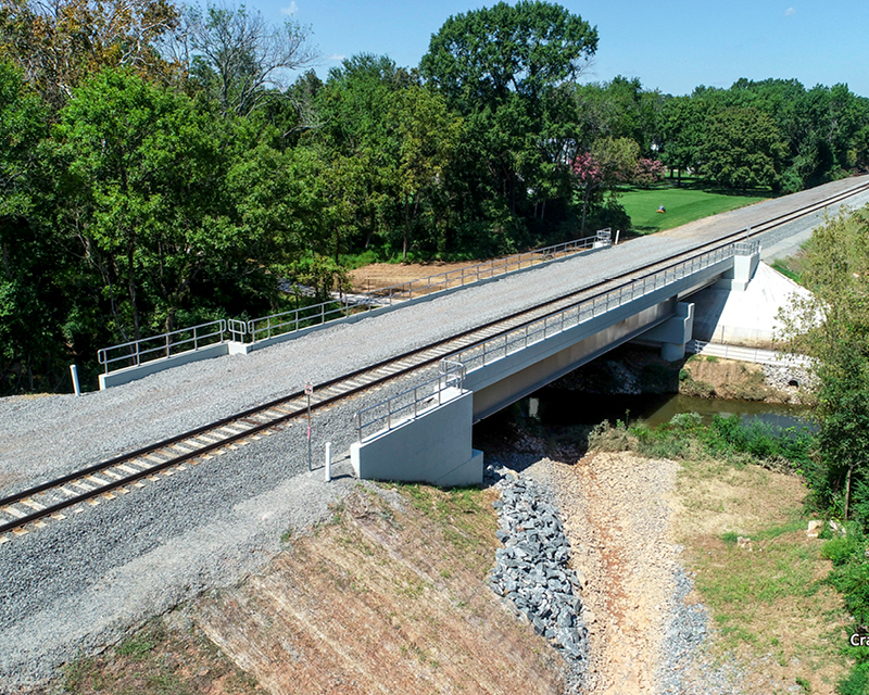 The railroad bridge over Crabtree Creek