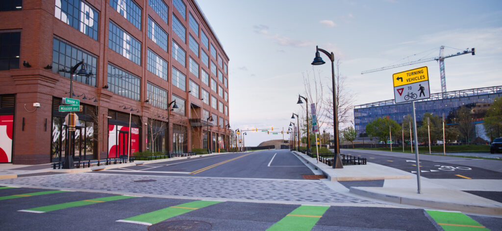 Street level view of Baltimore Peninsula