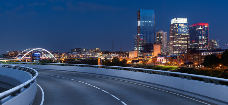 A city view from a highway