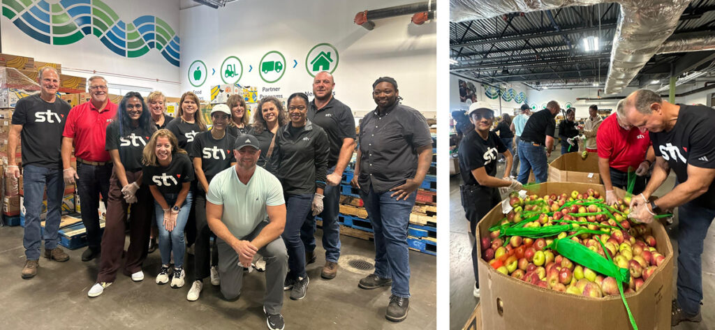 (L) The STV team. (R) Team members sort food.