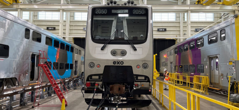 Montreal Exo's new train in their facility.