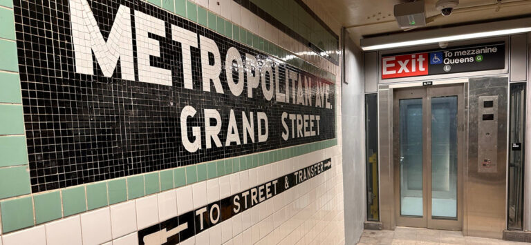 The ADA elevator at Metropolitan Ave./Grand Street subway station