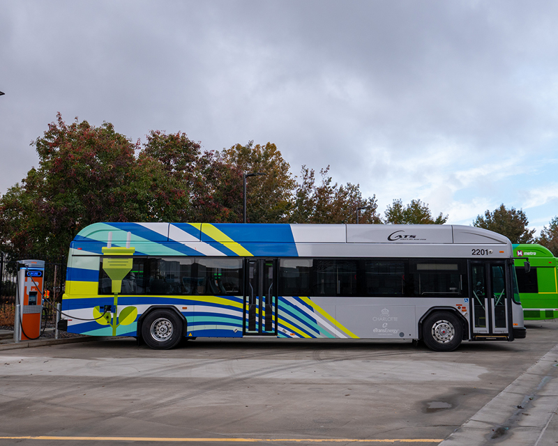 A CATS ZE bus at a charging station