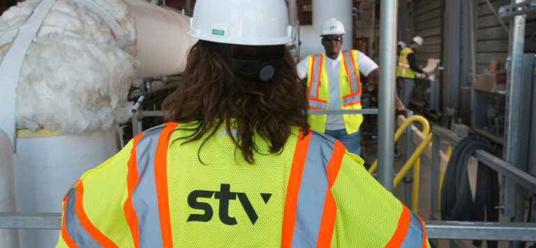 STV staff visit a construction site.