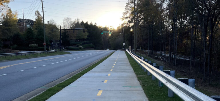 The Cowan Road Multi-Use Trail alongside the road in Acworth.