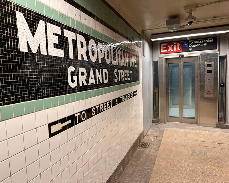 The new elevator at the Metropolitan Avenue/Grand Street station.