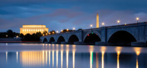 Twilight on the National Mall in Washington DC.