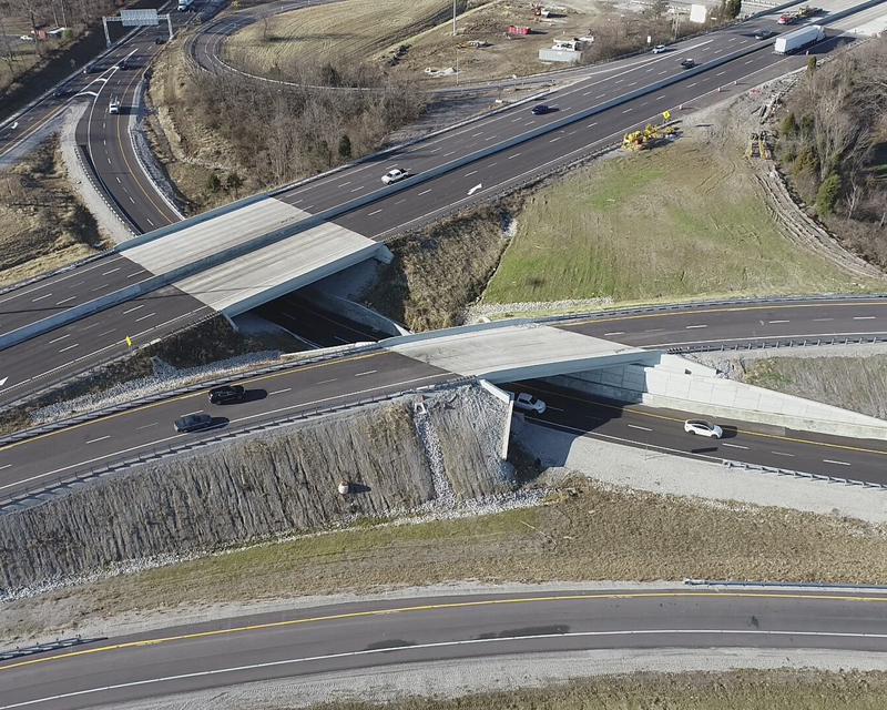 The off-ramps for the I-64/I265 Interchange, part of the I-Move Kentucky project.