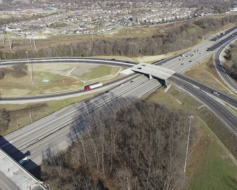 Aerial shot of the I-64/I265 Interchange, part of the I-Move Kentucky project.