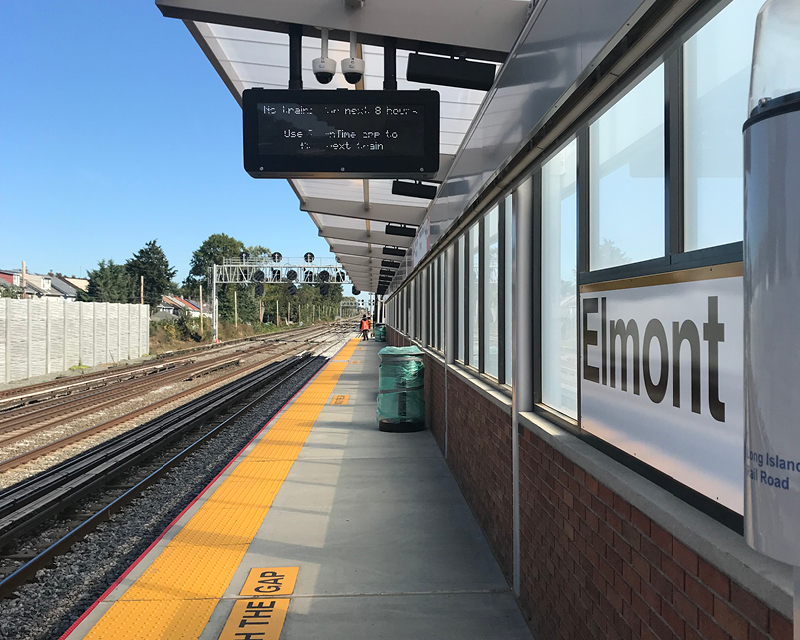 The platform at Elmont/UBS Arena Station