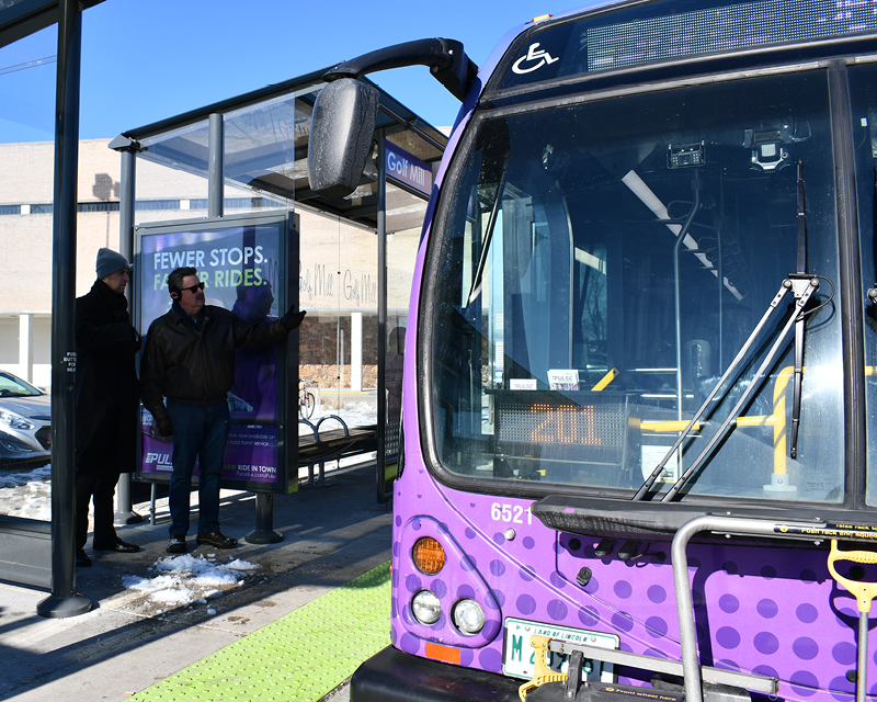 A PACE bus at a stop.