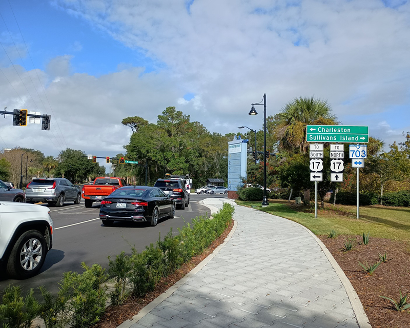 The enhanced walkway alongside Mount Pleasant Way