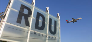 Welcome sign for Raleigh-Durham International Airport