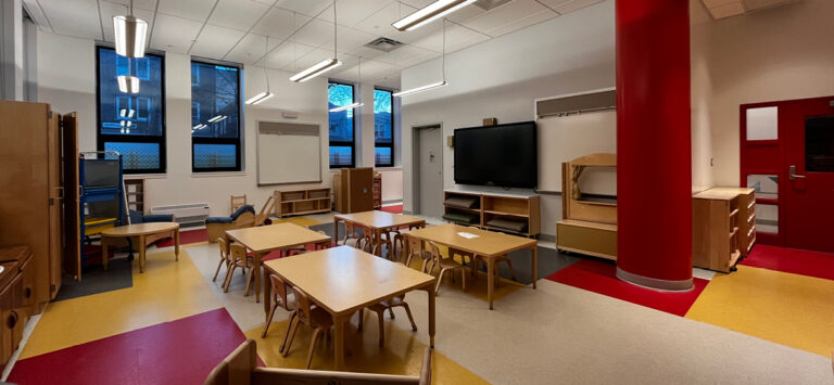 Interior of classroom at the NYC School Construction Authority’s Corona 3K Center