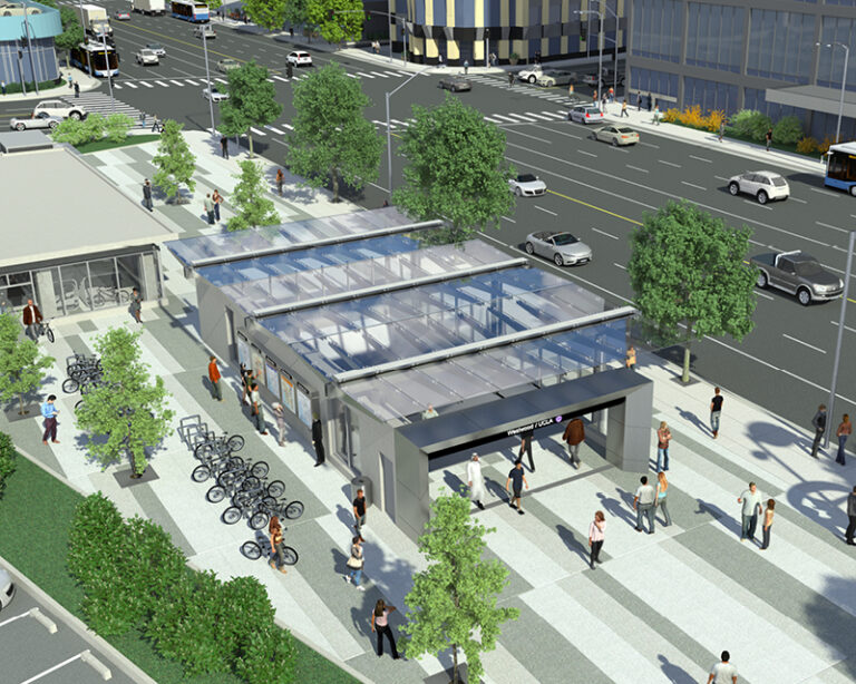 Purple Line station entrance rendering