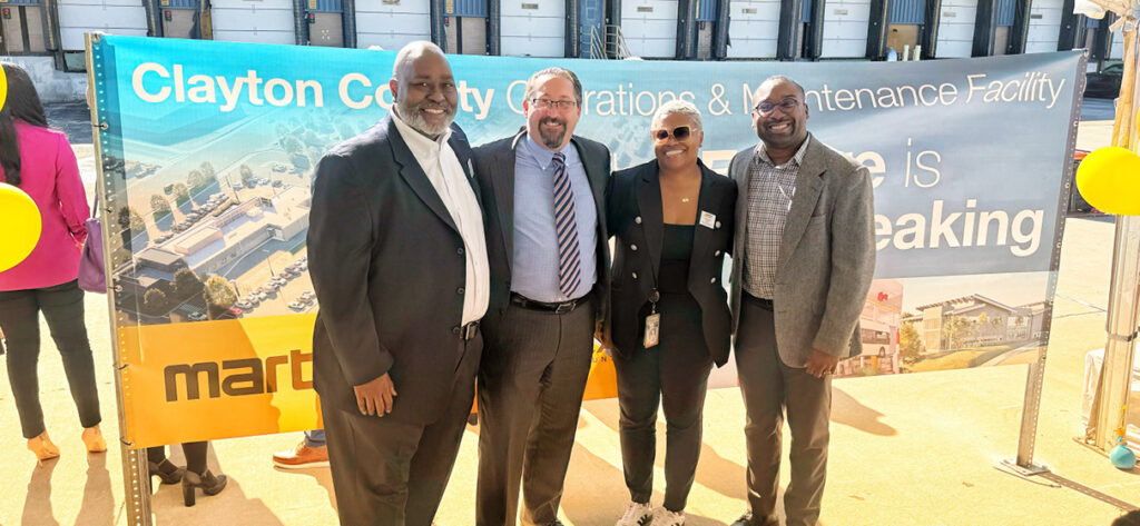 Jeff Messinger and Rodrick Evangelist with MARTA project manager Dwayne Johnson and MARTA Director of Facilities Program Management Keli Davis.