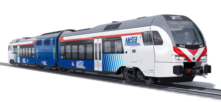 Conceptual rendering of Metra's new all-electric, battery-powered trainsets, the first in the nation.