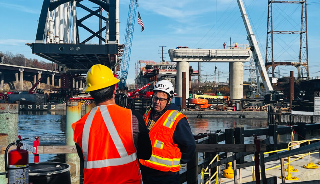 STV senior engineer, discusses the installation of the first tied arch for the Portal North Bridge project.