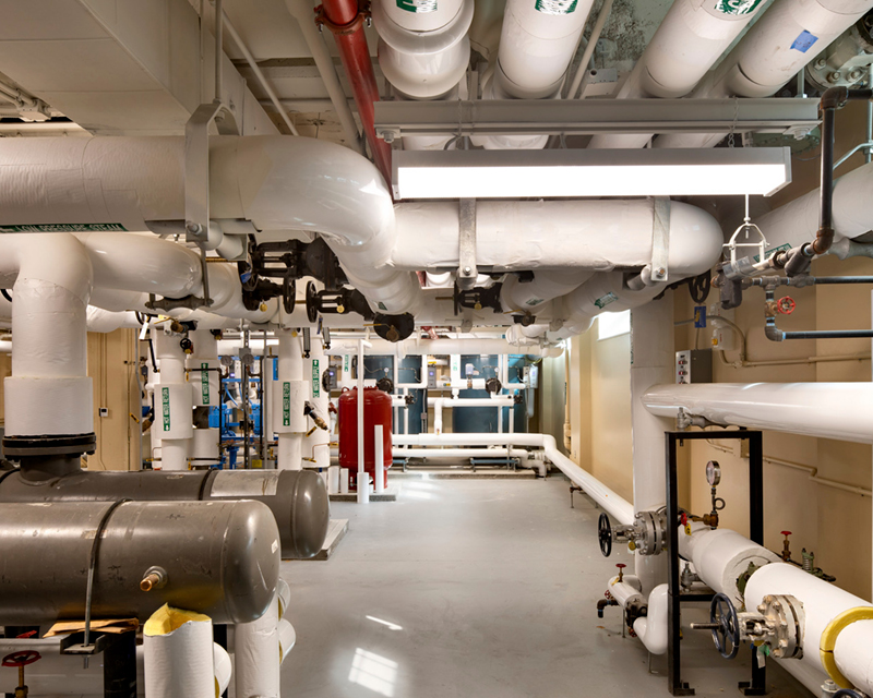 MEP pipes in Grant Hall at the U.S. Military Academy a West Point.