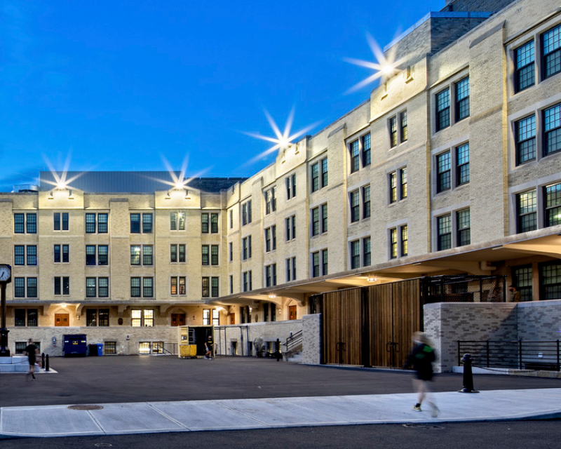 Exterior views of Grant Hall at the U.S. Military Academy a West Point.
