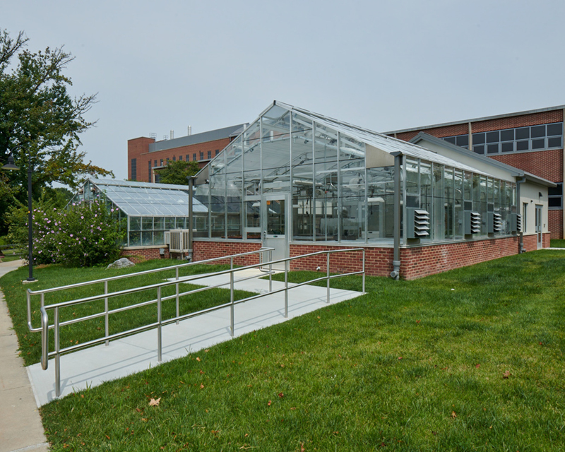 Exterior view of Kutztown University Botanical Research Center greenhouse