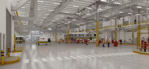 Interior rendering of the Quincy Bus Maintenance Facility.