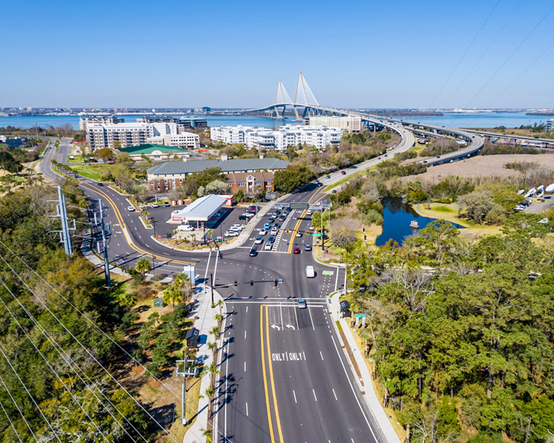 Aerial view of Patriots Point Gateway Intersection