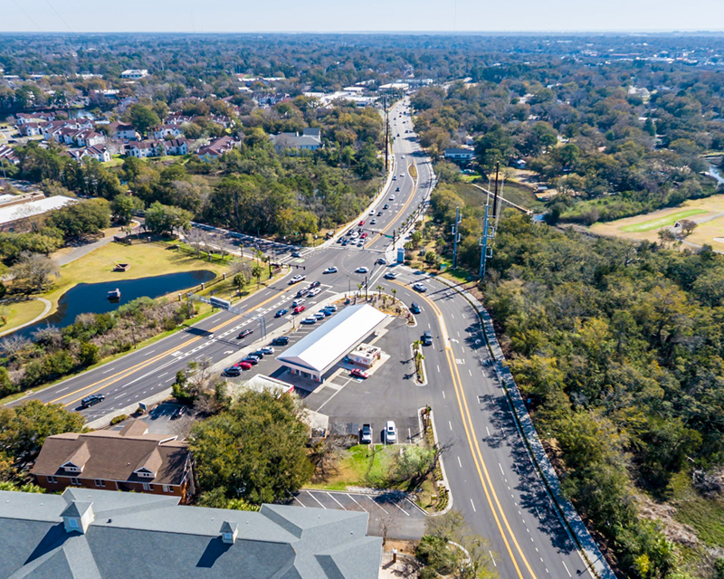 Aerial view of Patriots Point Gateway Intersection