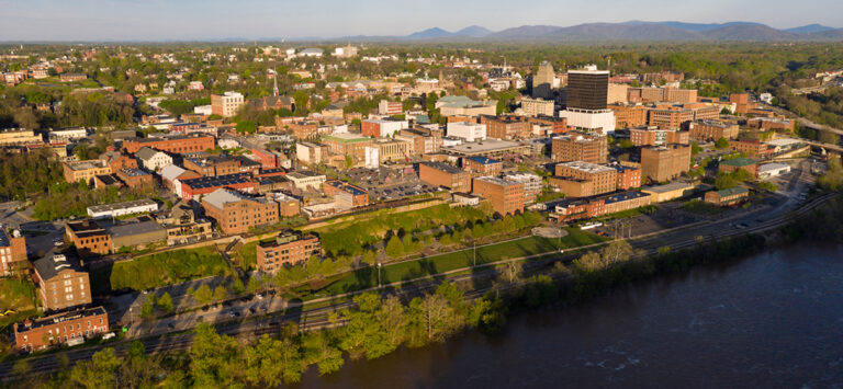 Aerial view of Lynchburg, VA.
