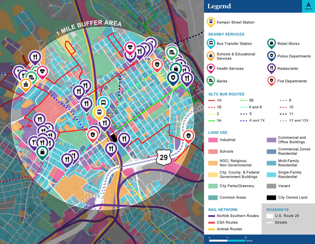 A sample of a data-based map graphic showcasing economic development opportunities in Central Virginia