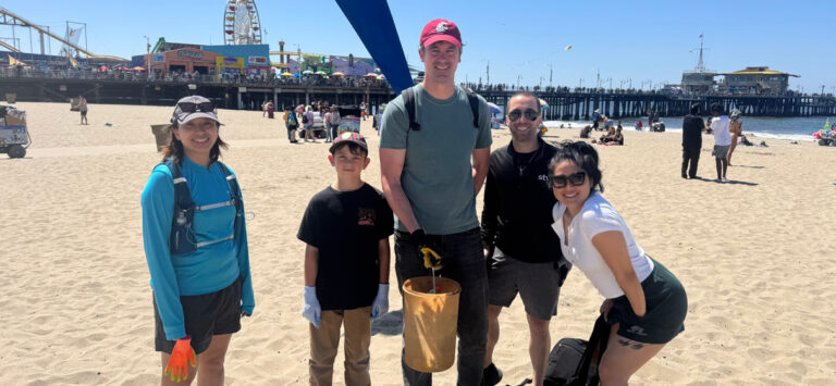 STV's team participating in the Heal the Bay cleanup at Santa Monica Beach