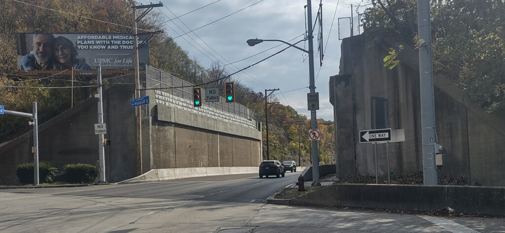 View of completed demolition of Route 51 in Pittsburgh, PA.