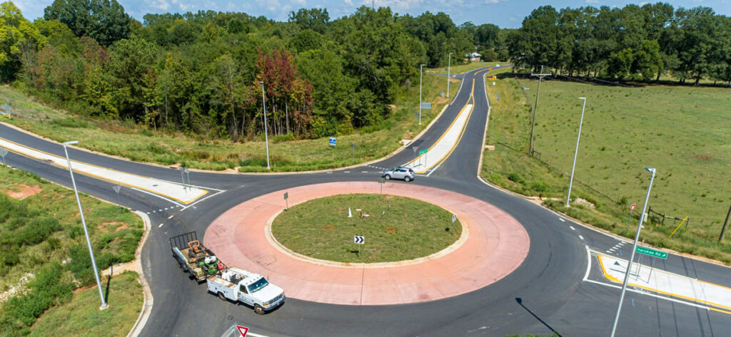 Aerial view of roundabout at S-75/Cherokee Road