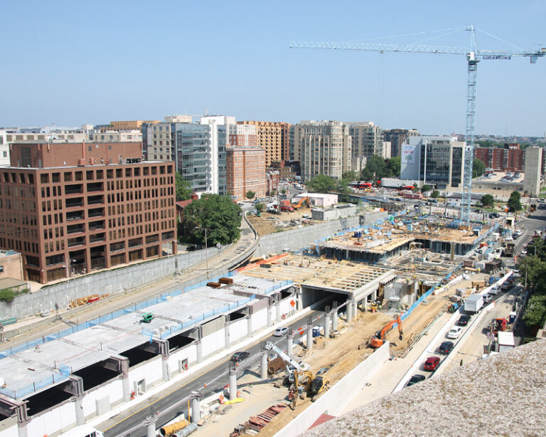 A new deck over I-395 in Washington, D.C., under construction.