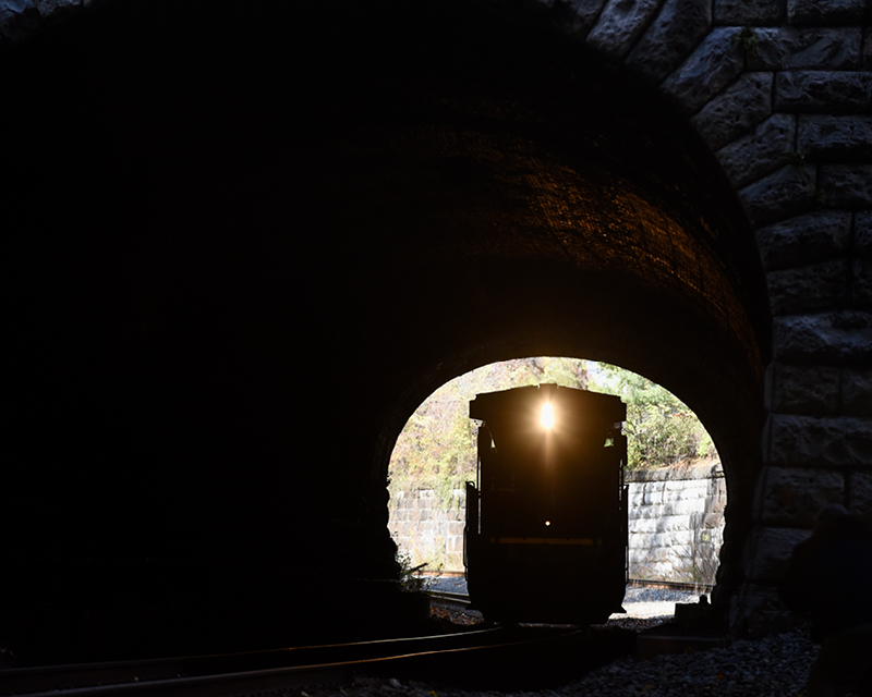 View of a train entering the existing Howard Tunnel in Baltimore.