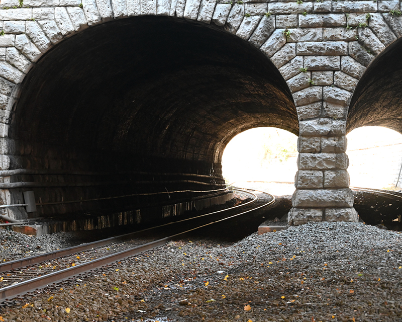 View of a train entering the existing Howard Tunnel in Baltimore.