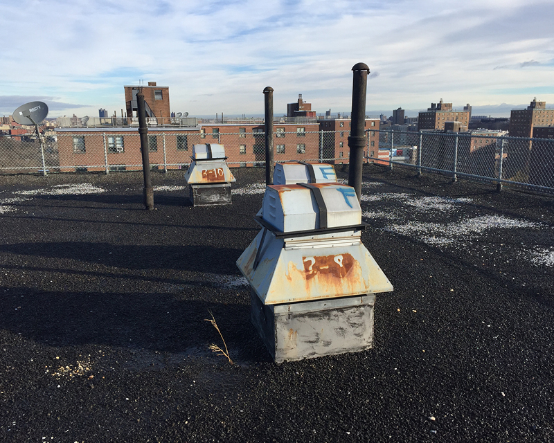 Samples of roof repairs made at NYCHA housing throughout New York City.