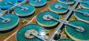 Aerial view of a drinking water treatment plant.