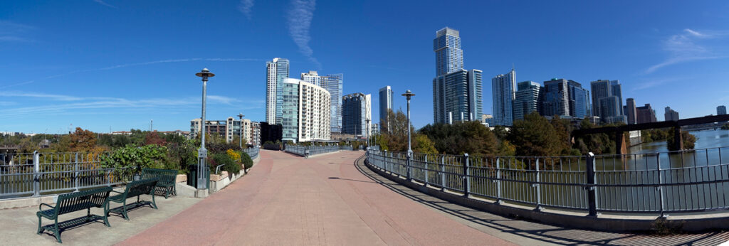 The Pfluger Pedestrian and Bicycle Bridge in Austin, Texas.