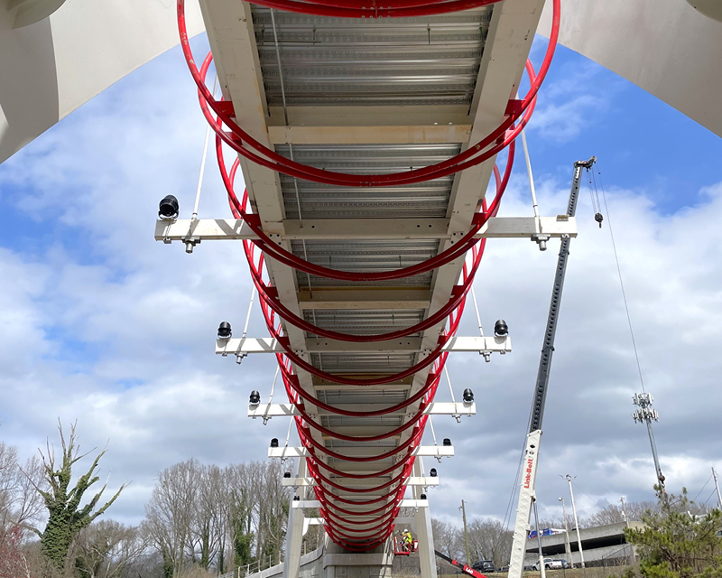 The underside of the Global Gateway Connector Bridge.