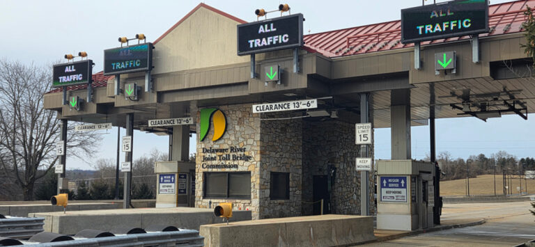 Route 202 New Hope-Lambertville Toll Bridge plaza, which will be converted to cashless all-electronic tolling.