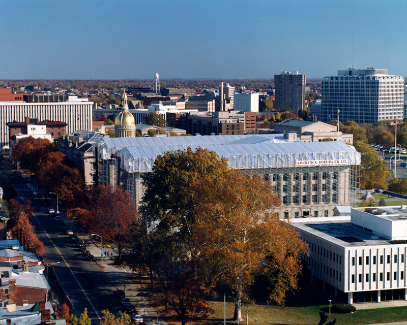 Exterior views of NJ State House Annex under construction.